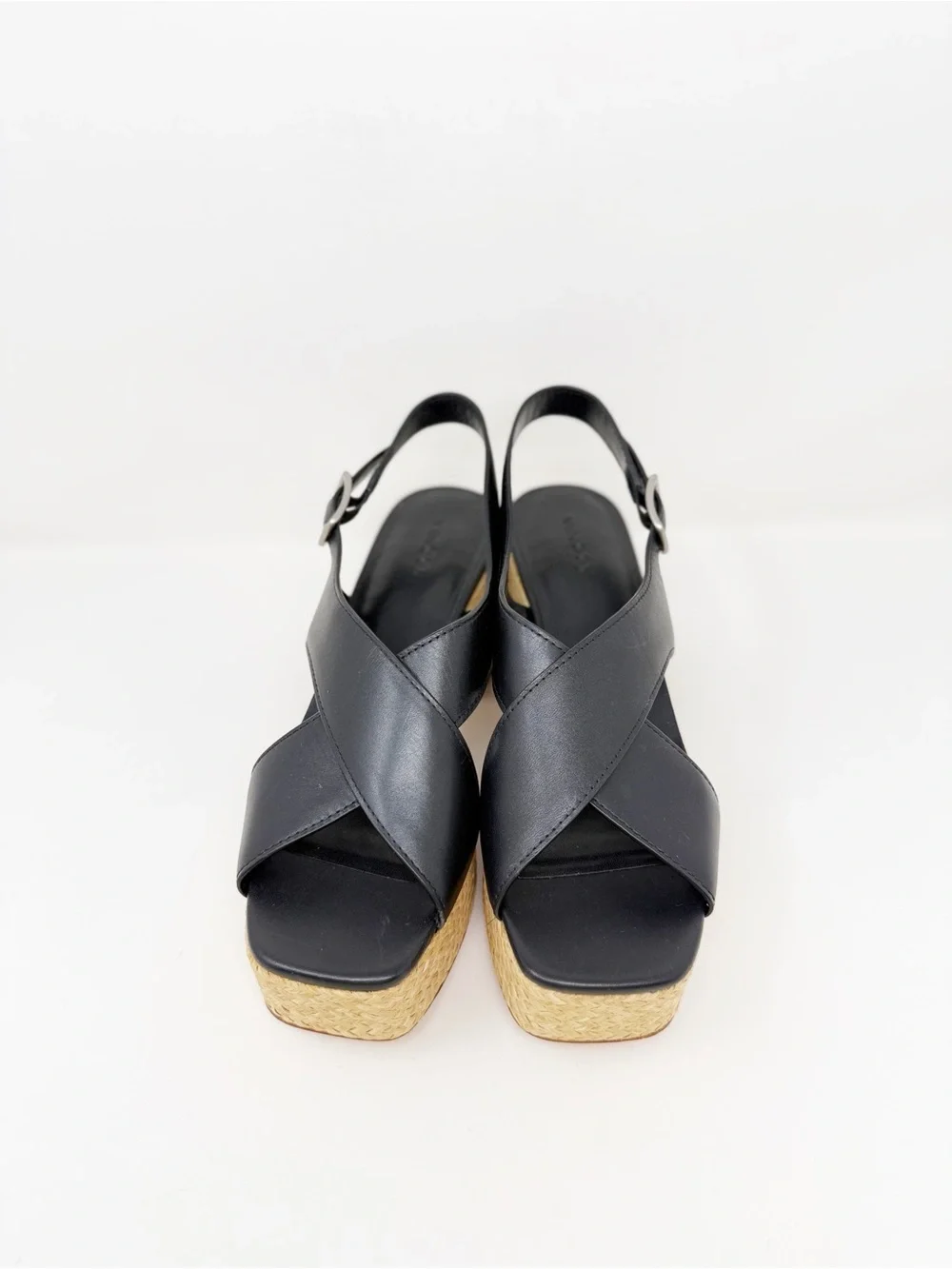 New Vince Clementina Leather Platform Sandal Black Sz 9